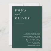 Emerald Green Minimalistisch Wedding Foto QR Code Einladung (Vorderseite)