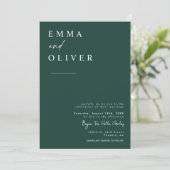 Emerald Green Minimalistisch Wedding Foto QR Code Einladung (Stehend Vorderseite)