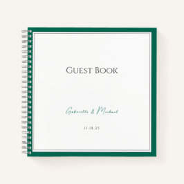 Emerald Green Minimalistisch Wedding Guest Book Si Notizblock