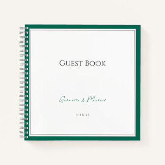 Emerald Green Minimalistisch Wedding Guest Book Si Notizblock