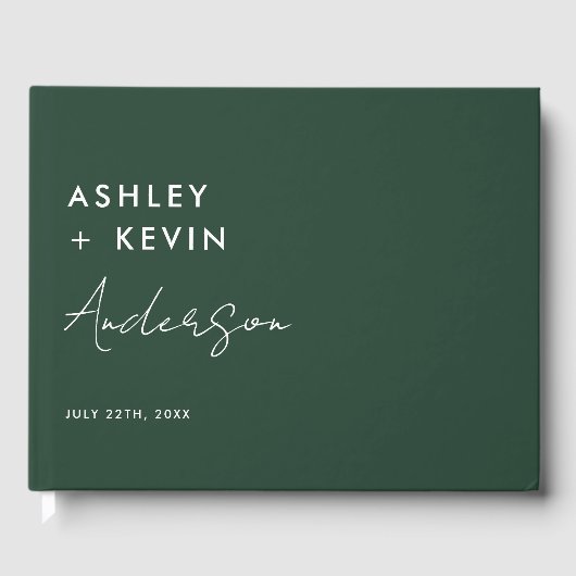 Emerald Green Minimalistisch Wedding Sign in Gästebuch (Vorderseite)
