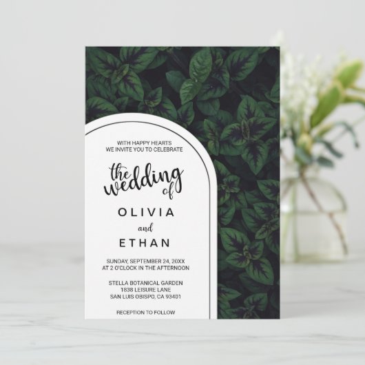 Emerald green mint chic Wedding Einladung (Stehend Vorderseite)