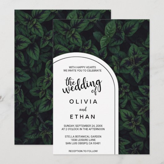 Emerald green mint chic Wedding Einladung (Vorne/Hinten)
