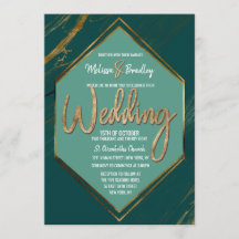 Emerald Green Mint Gold Geometric Marble Wedding