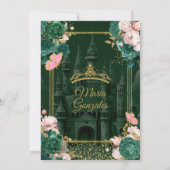 Emerald Green Mis Quince Floral Quinceañera Einladung (Rückseite)