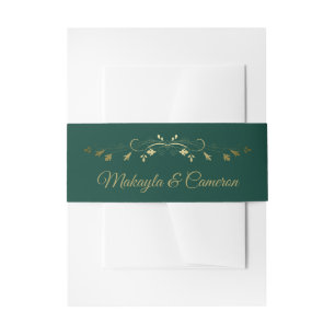 Emerald Green mit Gold Filigree Elegante Hochzeit Einladungsbanderole