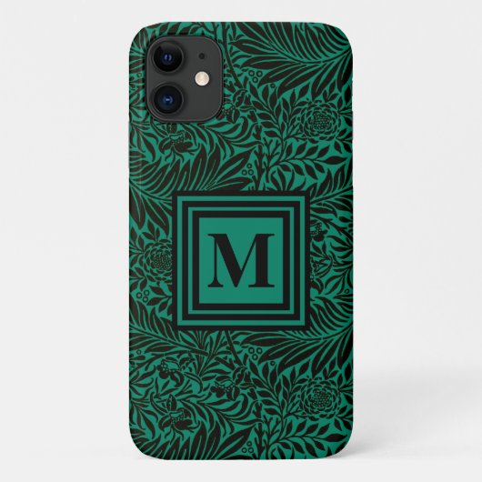 Emerald Green Mit Monogramm Botanical Pattern Case-Mate iPhone Hülle (Rückseite)