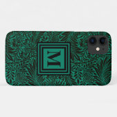 Emerald Green Mit Monogramm Botanical Pattern Case-Mate iPhone Hülle (Rückseite (Horizontal))