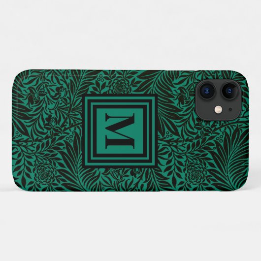 Emerald Green Mit Monogramm Botanical Pattern Case-Mate iPhone Hülle (Rückseite (Horizontal))