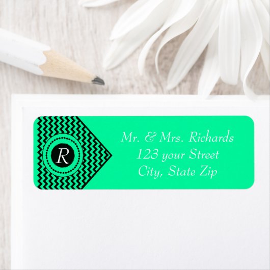 Emerald Green Mit Monogramm Zickzack (Insitu)