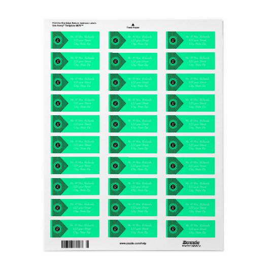 Emerald Green Mit Monogramm Zickzack (Vorne)