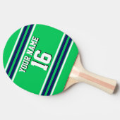 Emerald Green mit Navy White Stripes Team Jersey Tischtennis Schläger (Seitenansicht)