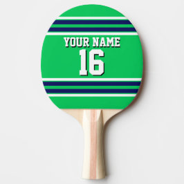 Emerald Green mit Navy White Stripes Team Jersey Tischtennis Schläger