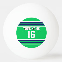 Emerald Green mit Navy White Stripes Team Jersey Tischtennisball