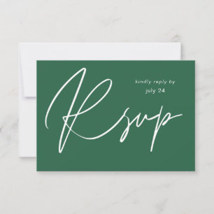 Emerald Green MOD Calligraphy w Meal RSVP Card Karte