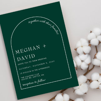 Emerald Green Modern Arch Wedding Einladung
