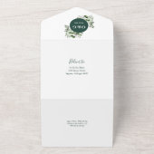 Emerald Green Modern Botanical Floral Wedding All In One Einladung (Außenbereich)