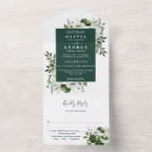 Emerald Green Modern Botanical Floral Wedding All In One Einladung (Innen Boden)