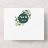 Emerald Green Modern Botanical Floral Wedding All In One Einladung (Rückseite)