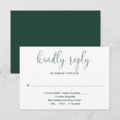 Emerald Green Modern Chic Elegante Script Wedding RSVP Karte (Vorne/Hinten)