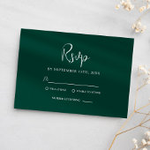 Emerald Green Modern Classy Elegante Hochzeit RSVP Karte