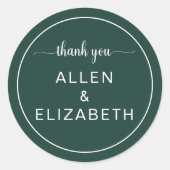 Emerald Green Modern Dankeschön Card Gastgeschenk  Runder Aufkleber (Vorderseite)