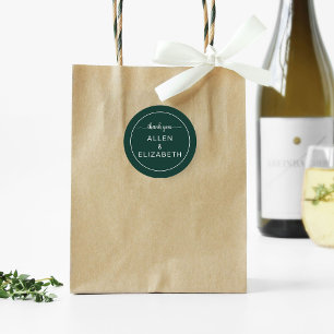 Emerald Green Modern Dankeschön Card Gastgeschenk Runder Aufkleber