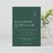 Emerald Green Modern Elegante Monogram Wedding Einladung (Stehend Vorderseite)