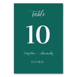Emerald Green Modern Eleganter einzigartiger Hochz Tischnummer