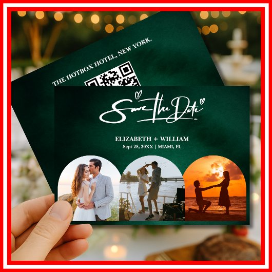 Emerald Green Modern Elegantes FOTO QR Code Save The Date