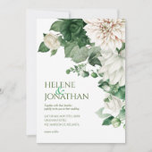 Emerald Green Modern Floral Watercolor Wedding Einladung (Vorderseite)
