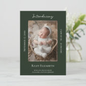 Emerald Green Modern Foto Geburtserklärung Ankündigung (Stehend Vorderseite)