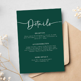 Emerald Green Modern Minimal Calligraphy Wedding Begleitkarte