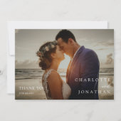 Emerald Green Modern Minimal Foto Wedding Dankeskarte (Vorderseite)