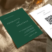 Emerald Green Modern Minimal QR Code Hochzeit Einladung