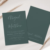 Emerald Green Modern Minimalistisch Boho Wedding Einladung