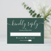 Emerald Green Modern Minimalistisch Elegantes Skri RSVP Karte (Stehend Vorderseite)