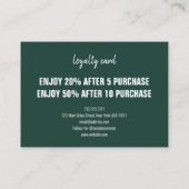 Emerald Green Modern Minimalistisch Punch Script Treuekarte (Rückseite)