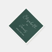 Emerald Green Modern Minimalistisch Script Wedding Serviette (Ecke)