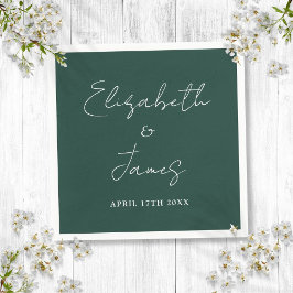 Emerald Green Modern Minimalistisch Script Wedding Serviette