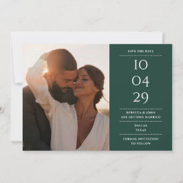 Emerald Green Modern Minimalistisch Wedding Foto Save The Date
