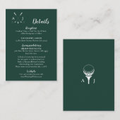 Emerald Green Modern Minimalistische Golfhochzeit Begleitkarte (Vorne/Hinten)