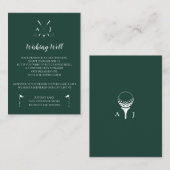 Emerald Green Modern Minimalistische Golfhochzeit Begleitkarte (Vorne/Hinten)