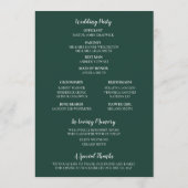 Emerald Green Modern Minimalistische Golfhochzeit Programm (Rückseite)
