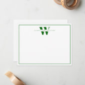 Emerald Green Modern Monogram Couple Stationery Mitteilungskarte (Vorderseite/Rückseite Beispiel)