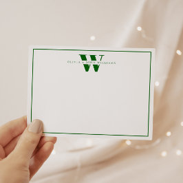 Emerald Green Modern Monogram Couple Stationery Mitteilungskarte