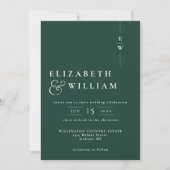 Emerald Green Modern Monogram Foto Wedding Einladung (Vorderseite)