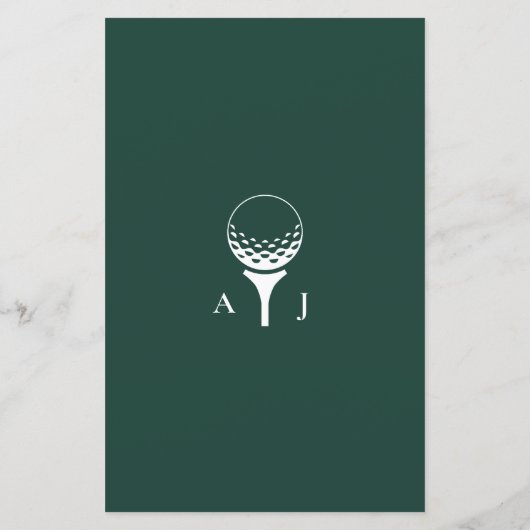 Emerald Green Modern Monogram Golf Wedding (Rückseite)