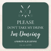 Emerald Green Modern Monogram Golf Wedding Rechteckiger Pappuntersetzer (Vorderseite)