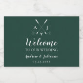 Emerald Green Modern Monogram Golf Wedding Schaumweinetikett (Einzelnes Label)
